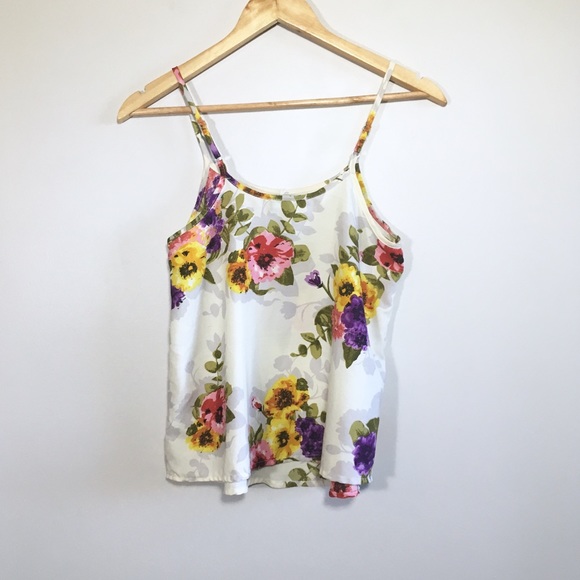 ASOS Floral Satin White Cami Tank Top QED London - Picture 5 of 5